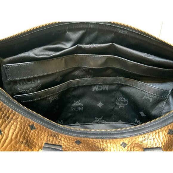 MCM Authentic Ottomar Weekender Bag Copper Gold Metallic Logo Monogram Unisex - Picture 12 of 12